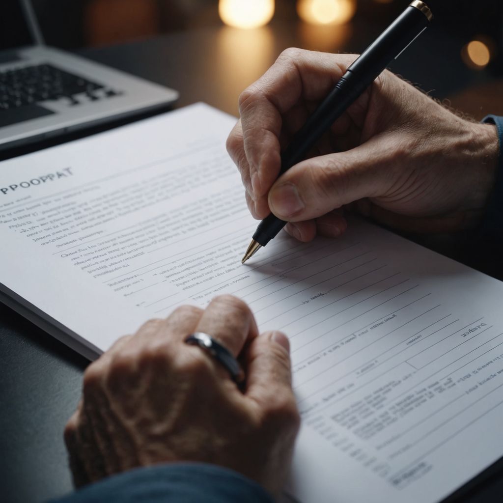 Researcher drafting a one-page research proposal summary