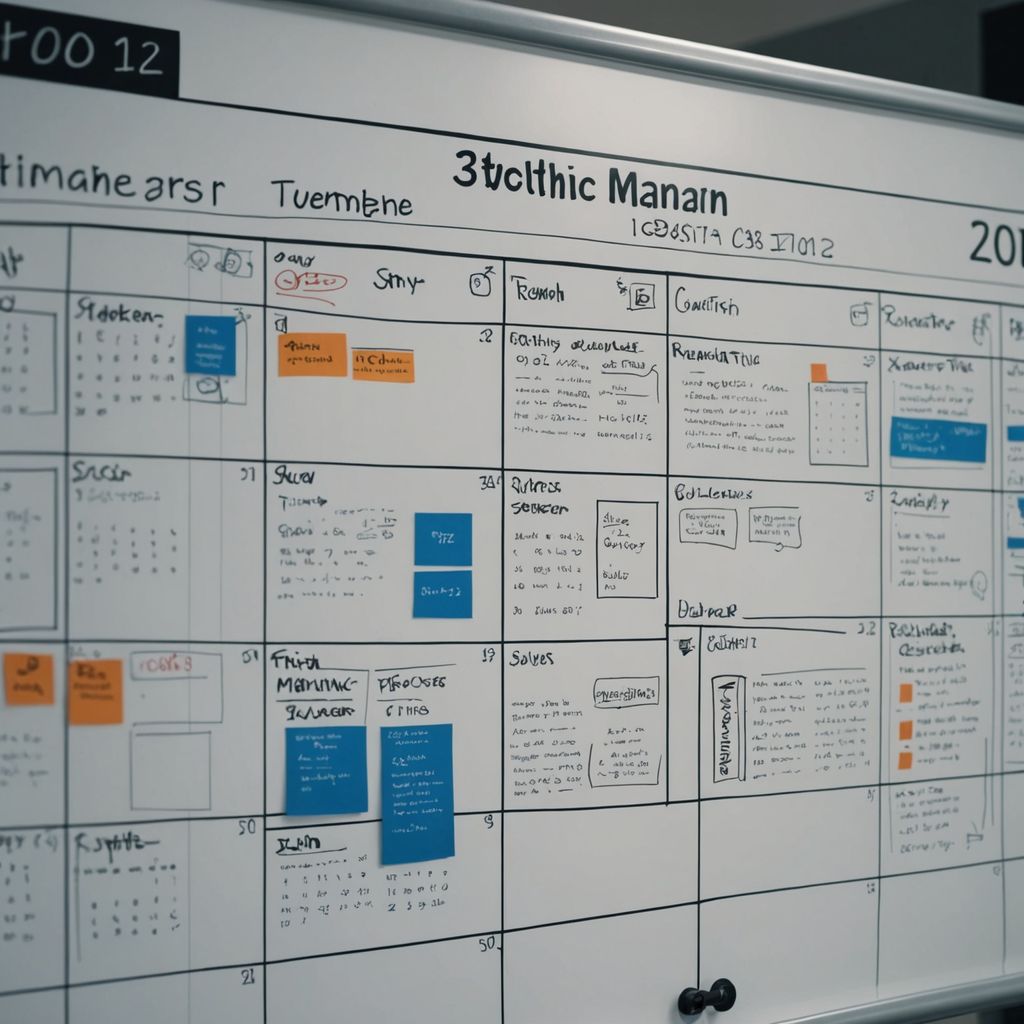 Research proposal timeline with calendar and icons