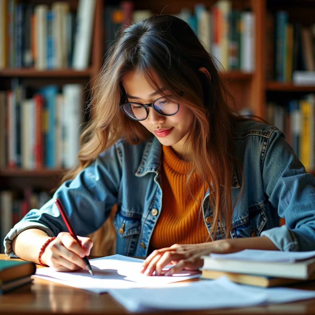 Mahasiswa yang melakukan penelitian untuk disertasi PhD di lingkungan yang berwarna-warni.