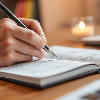 Student pondering dissertation topic, surrounded by open books.