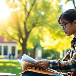 University student gathering data in a vibrant campus.