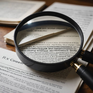 Magnifying glass revealing hidden information in documents