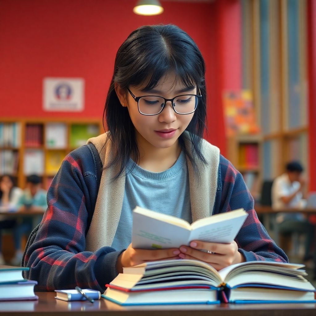 Étudiant universitaire concentré sur sa tâche d'étude.