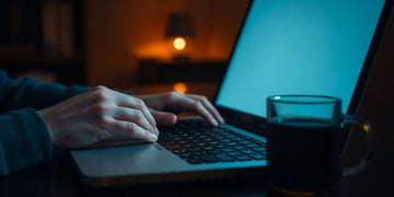 Student typing thesis late at night