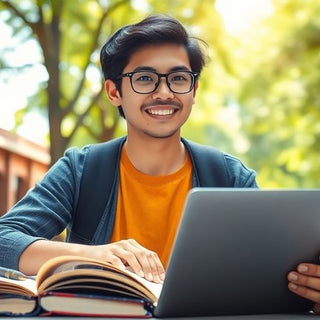 Étudiant universitaire dans un environnement de campus dynamique.