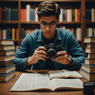 Estudiante concentrado en su tesis de administración de empresas.