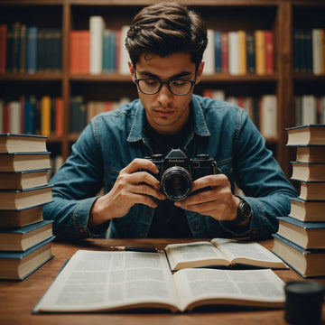 Estudiante concentrado en su tesis de administración de empresas.