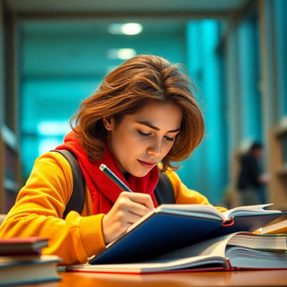 Étudiant universitaire concentré sur ses études.