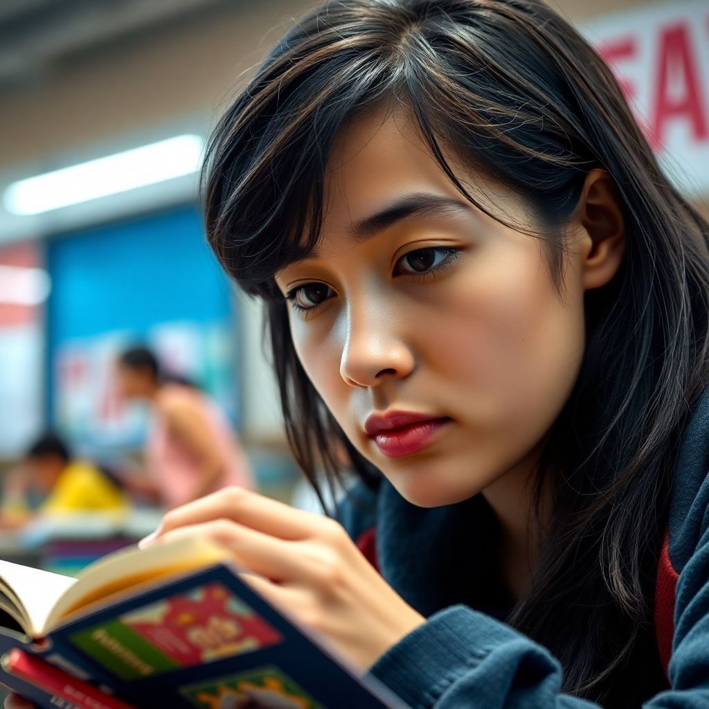 大学生专注于阅读和写作。