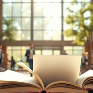 Estudiante universitario en un entorno académico vibrante.