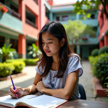 学生在多彩的大学环境中学习。