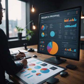 Colorful research proposal PPT with charts and graphics