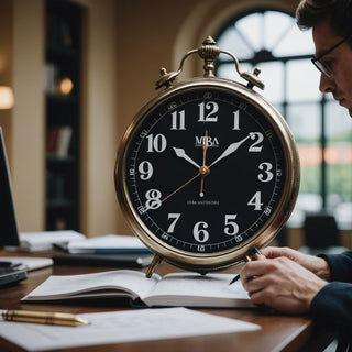 MBA student writing thesis with clock showing 60 days