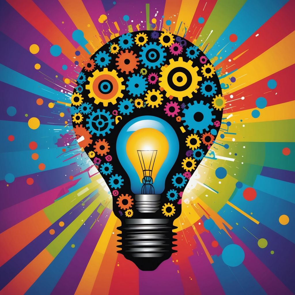 गियर के साथ लाइटबुलब एक अमूर्त पृष्ठभूमि पर