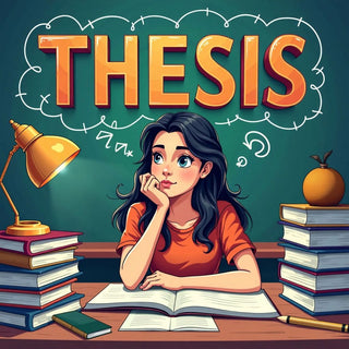 Student contemplating thesis vs hypothesis in research.