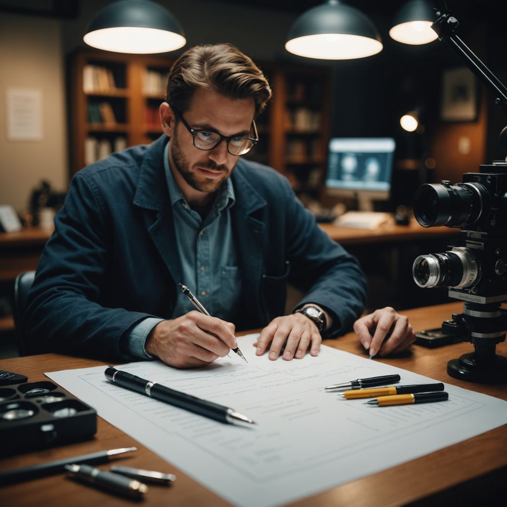 Researcher using tools for crafting a research proposal