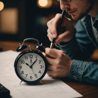 Student writing thesis with one month deadline clock