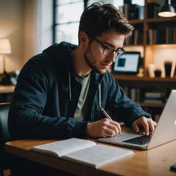 Student using 7-day plan to ace thesis with books