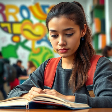 Étudiant universitaire concentré sur son activité d'étude.