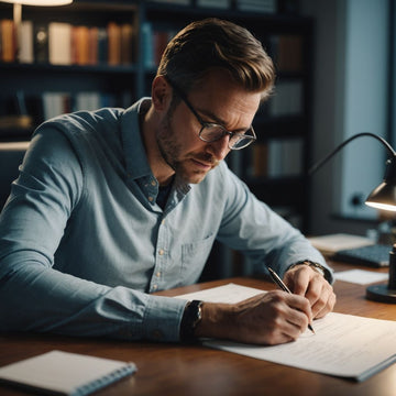 Researcher drafting a grant proposal at a desk