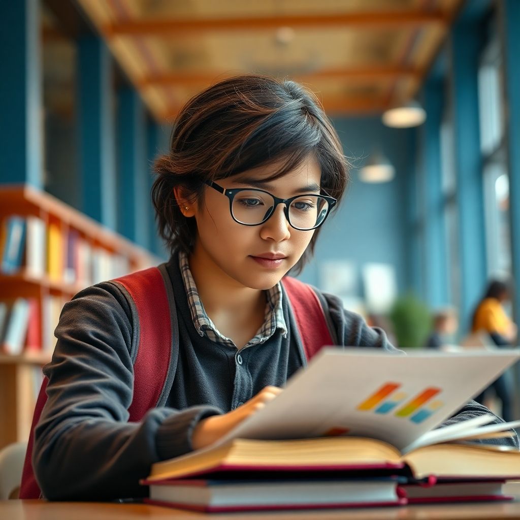 विश्वविद्यालय का छात्र अपनी थीसिस पर काम कर रहा है।