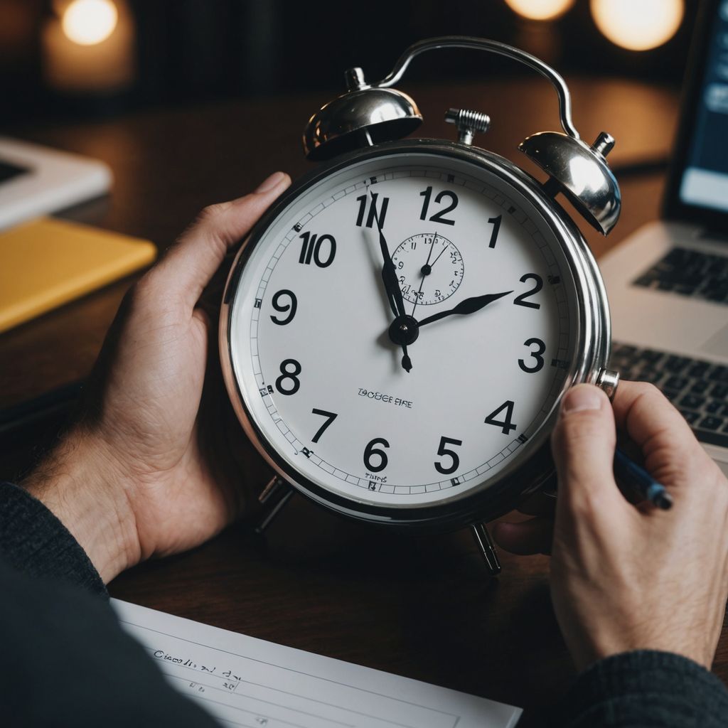 Student writing thesis with 30-day countdown clock