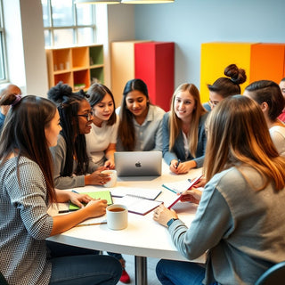 Group of young people collaborating on a project.