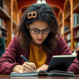 Estudiante universitario concentrado en la escritura.