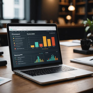 Laptop displaying research proposal PPT with charts and graphs